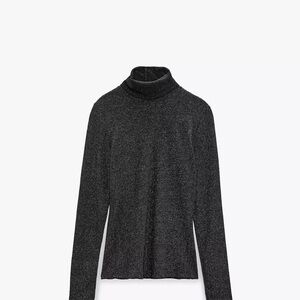 Zara Women Black Sparkle Turtleneck